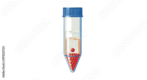 Sample in Test Tube with Sediment, Scientific Research Illustration
