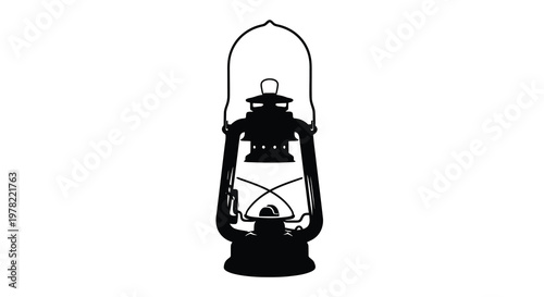 Fotografía A black silhouette of an antique oil lantern with a curved handle