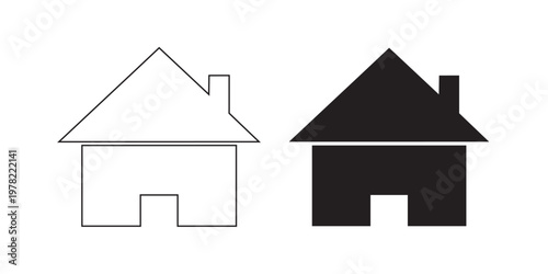 house icons outline and solid black representing home and shelter
