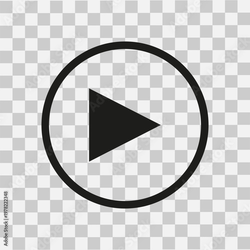White Play button icon on transparent background. Video player sign. Circle start arrow symbol in vector flat. Vector illustration. Eps file 641.