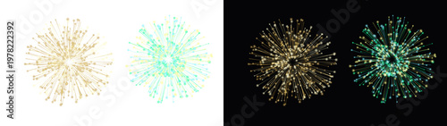 Bild auf Leinwand PNG image of Multiple vibrant glowing firework bursts featuring elegant golden a
