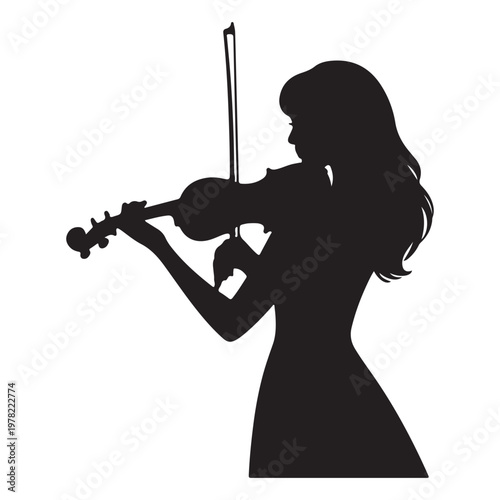 Female Violin Player Silhouette – Elegant Woman Playing Violin Vector Illustration