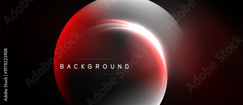 Abstract red, white design. Circular shapes overlap, creating dynamic visual effect. Text reads BACKGROUND centrally positioned. Dark backdrop enhances contrast.
