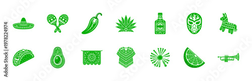 Mexican Fiesta Folk Art Elements Grid