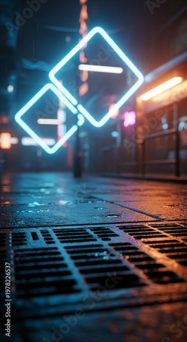 Neon Light Cityscape - Futuristic Urban Night Scene.