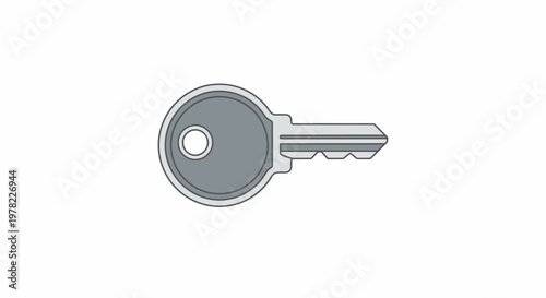 Silver Metal Key with Circular Head - Security and Access Concept