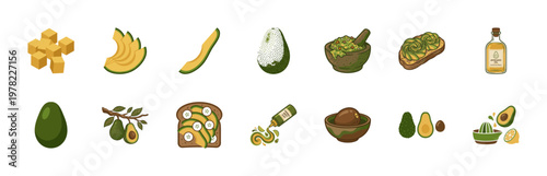 Avocado Superfood Vector Graphic Kit