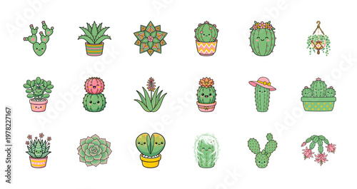 Kawaii Potted Cactus Asset Grid