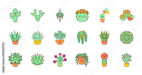 Kawaii Potted Cactus and Succulent Asset Sheet