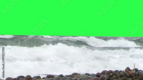 Waves at the beach  green screen