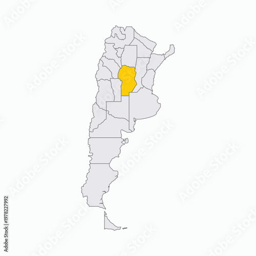 Argentina Map With Highlighted Cordoba Province