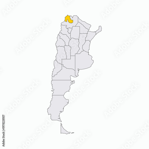 Argentina Map With Highlighted Jujuy Province