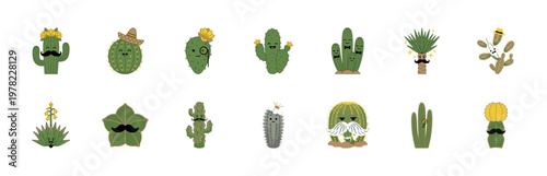 Mustache Cactus and Desert Plant Characters
