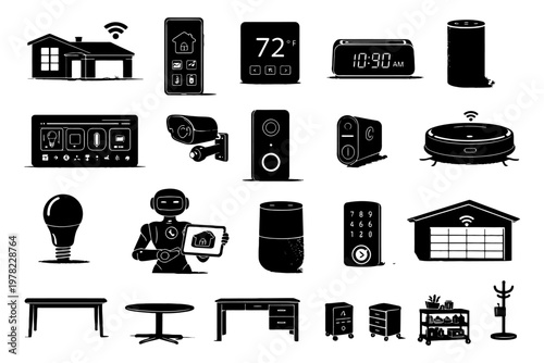 Smart home devices collection featuring automation and security systems.