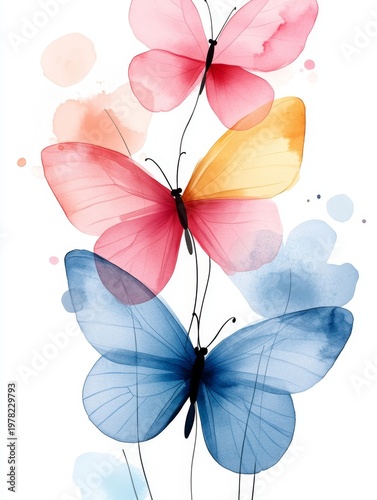Colorful Butterfly Illustration with Watercolor Effect and Vibrant Hues