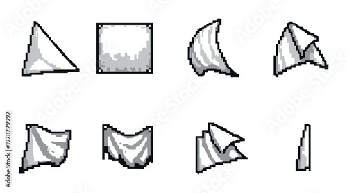 White sail and cloth icons arranged in grid on gray background