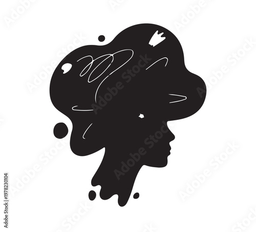 Explore the intricate inner world and boundless creativity of the feminine mind through this striking abstract silhouette, a symbol of profound thought and innovative ideas