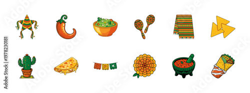 Mexican Fiesta Food and Culture Graphic Set