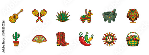 Mexican Festival Folk Art Asset Grid