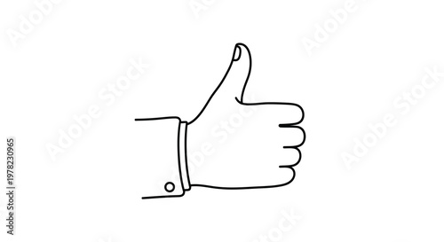Simple black and white line drawing of a hand giving a thumbs up