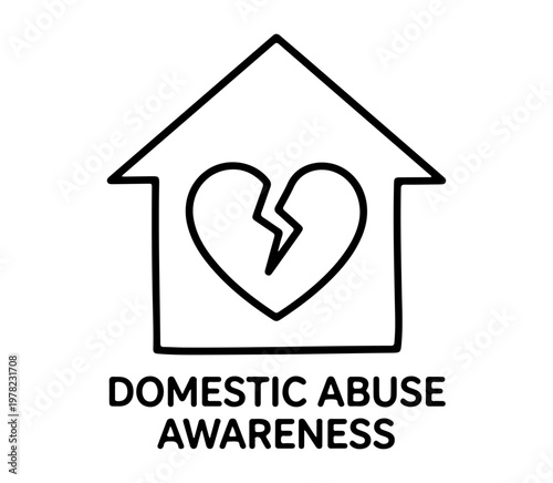 simple domestic abuse line art vector illustration on white background