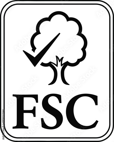 FSC certified logo vector, sustainable forest management icon, eco friendly wood label