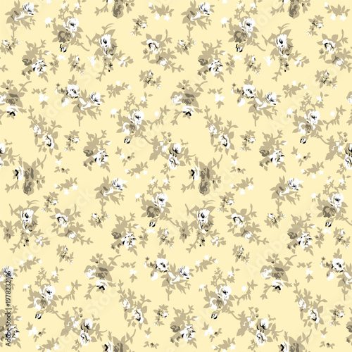 Digital allover floral illustration design textile art design