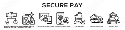 Secure Pay web banner icon illustration concept