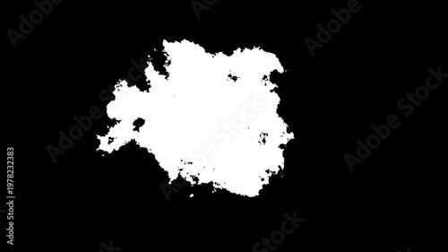 Organic White Ink Blot Expanding on Black Background