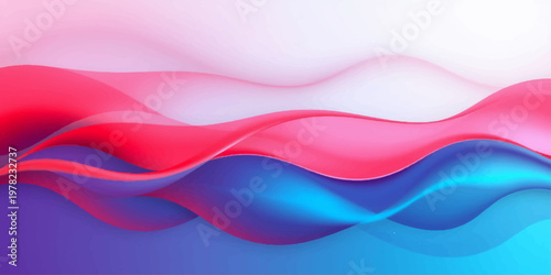 Soft flowing pink and red waves create an artistic abstract colorful background with a vibrant silk texture and wavy vector motion design