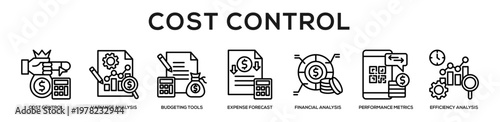 Cost Control web banner icon illustration concept