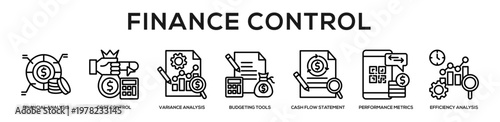 Finance Control web banner icon illustration concept