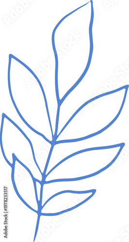 Simple hand drawn linear tree branch. Vintage botanical doodle and line art illustration.