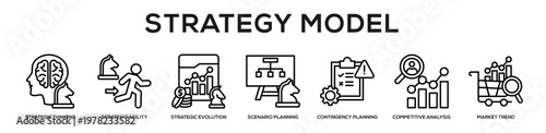 Strategy Model web banner icon illustration concept