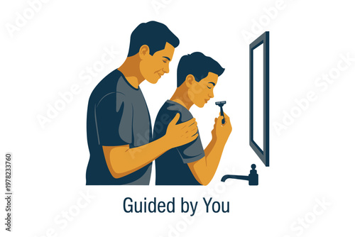 Heartwarming fathers day illustration father and son bonding over diy project