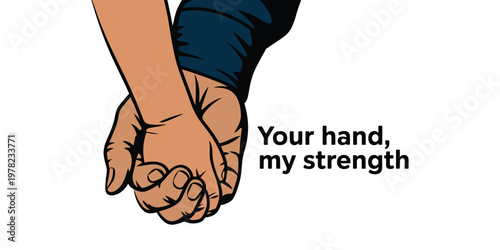 Touching fathers day illustration a child's hand in their father's grip