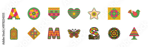 Folk Art Patchwork Alphabet and Fabric Shapes