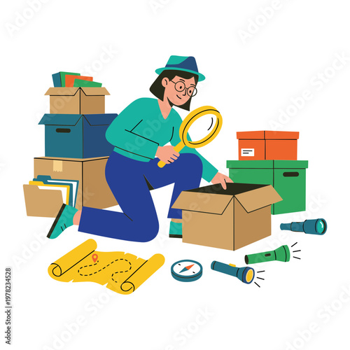 Illustration of a Person Searching for Something
