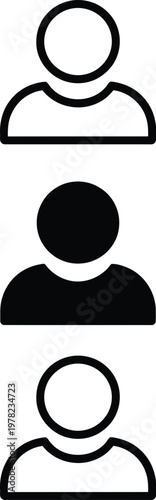 Three stylized figures with varying levels of visibility or completeness