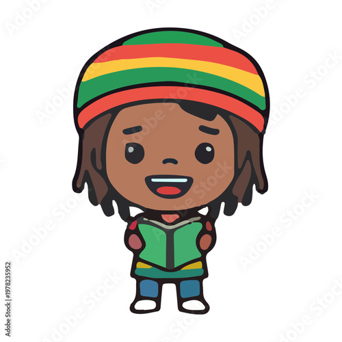 Happy Rasta Boy Reading Book