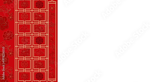 Vibrant red patterned fabric texture background.
