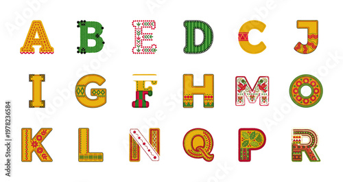 Folk Art Stitched Alphabet Collection