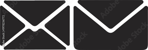 Two black envelopes side by side white mail