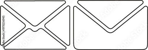 Two simple black white envelopes side by side