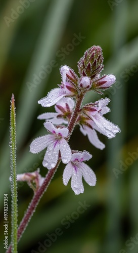 Delicate wildflowers bloom in a serene natural setting.