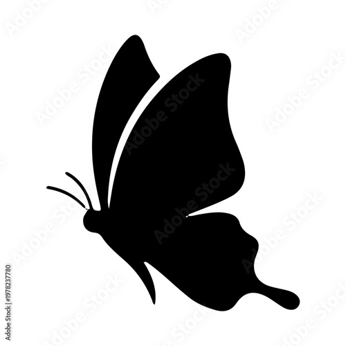 Black butterfly silhouette vector icon