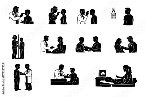 Doctor performing medical examinations and health assessments.