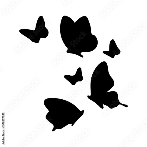 Black Butterfly Silhouettes On White