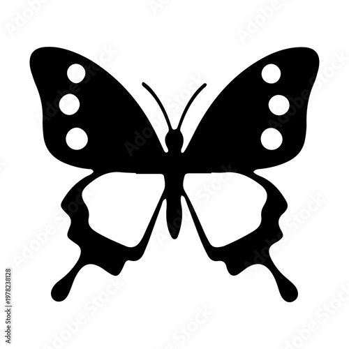 Black Butterfly Silhouette Vector Icon