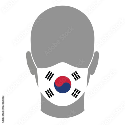 Face Mask with South Korea Flag Icon Medical Mask for Health Protection and Pandemic Concept